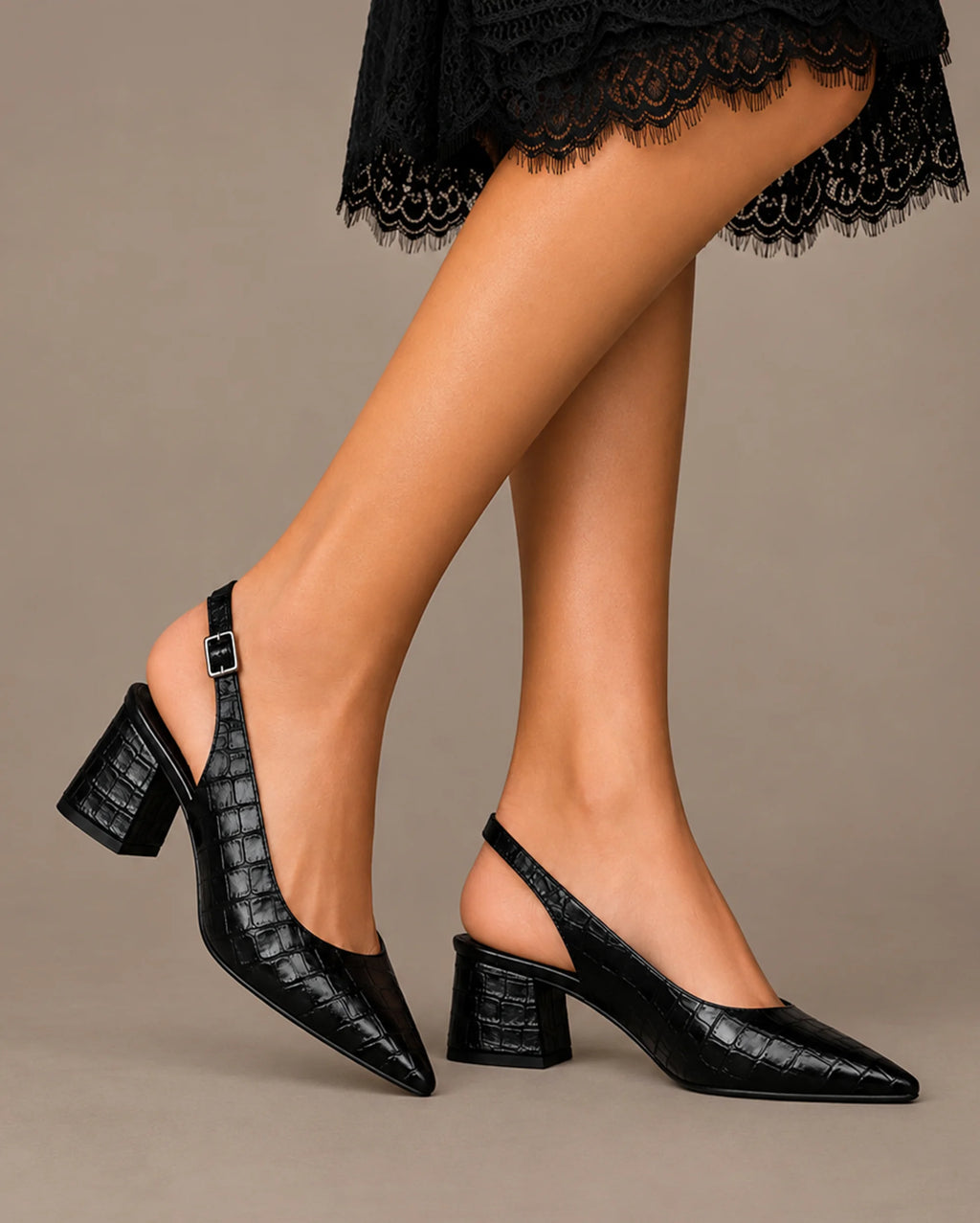 Hepburn Inspiring Block Pumps Black Heels - Lino Perros
