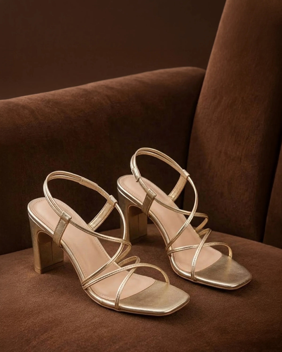 Gabbana Cocktail Block Gold Heels - Lino Perros