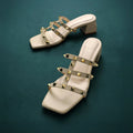 Gabbana Rockstudded Beige Sandals - Lino Perros