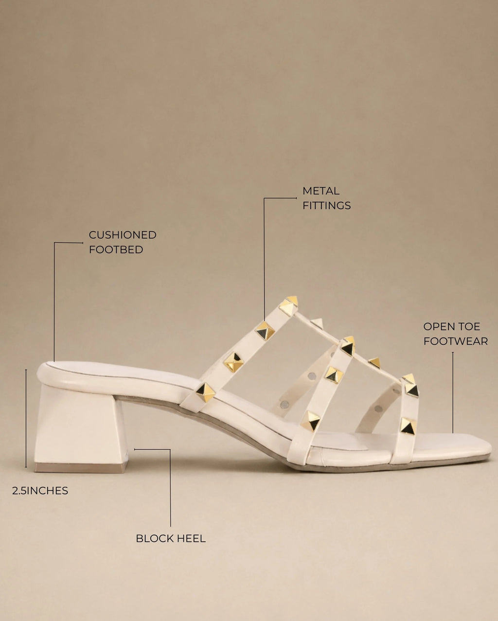 Gabbana Rockstudded Beige Sandals - Lino Perros