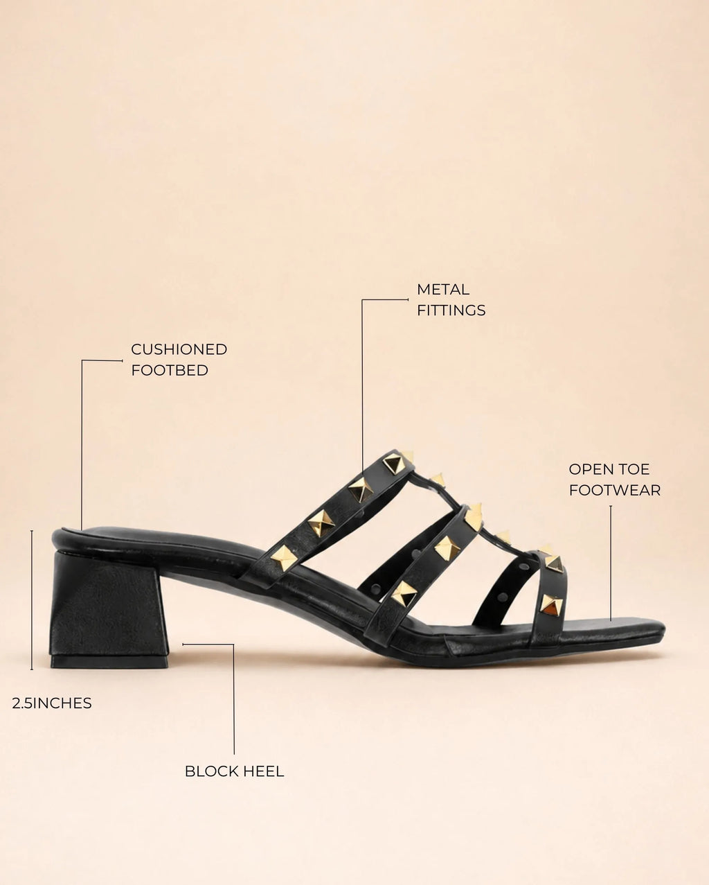 Gabbana Rockstudded Black Sandals - Lino Perros