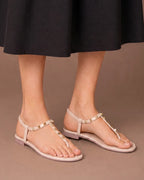 Mary Cultured Rock Studded Flats - Lino Perros