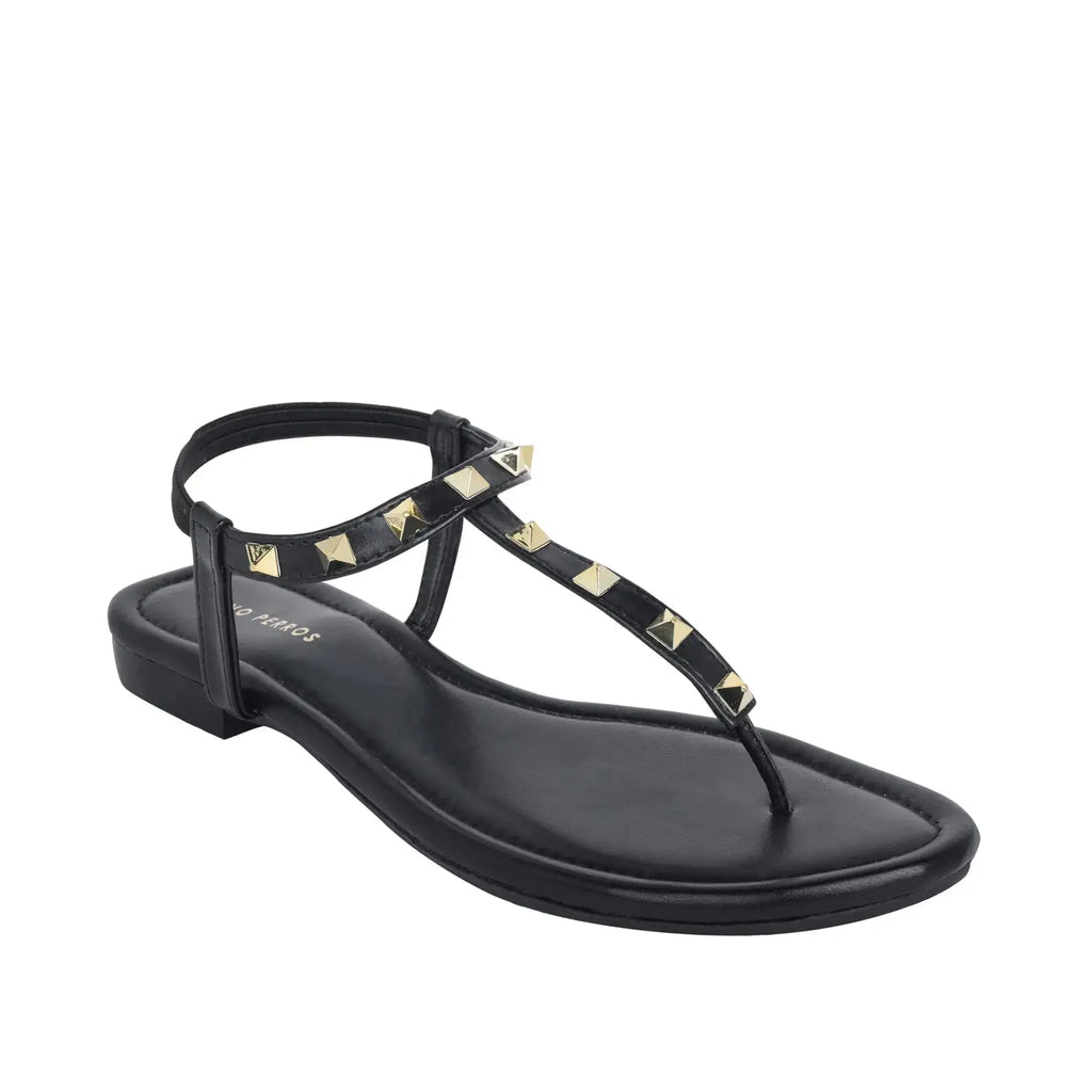 Mary Cultured Rock Studded Black Flats - Lino Perros