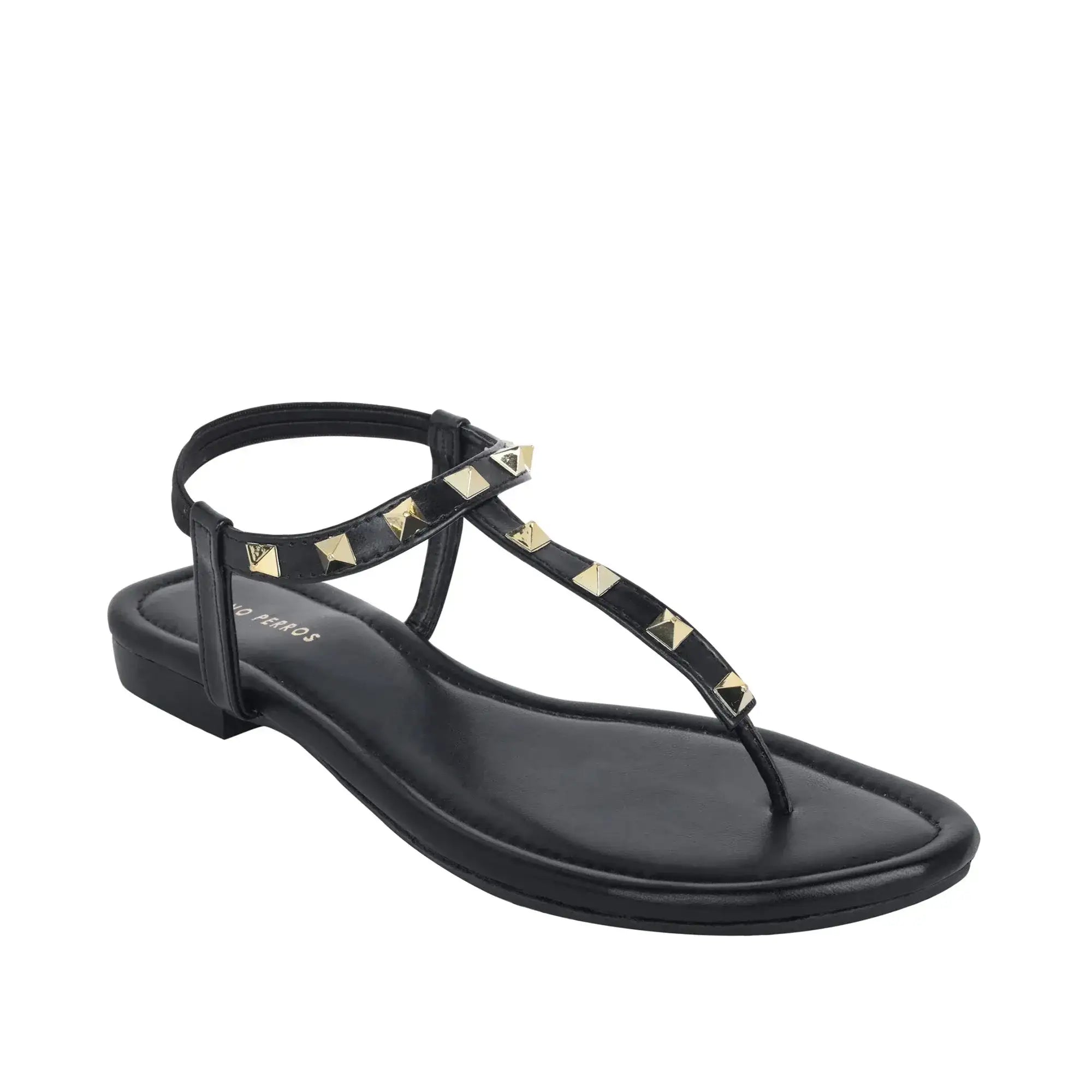 Mary Cultured Rock Studded Black Flats - Lino Perros