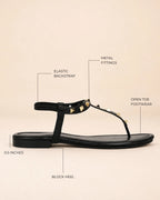 Mary Cultured Rock Studded Black Flats - Lino Perros