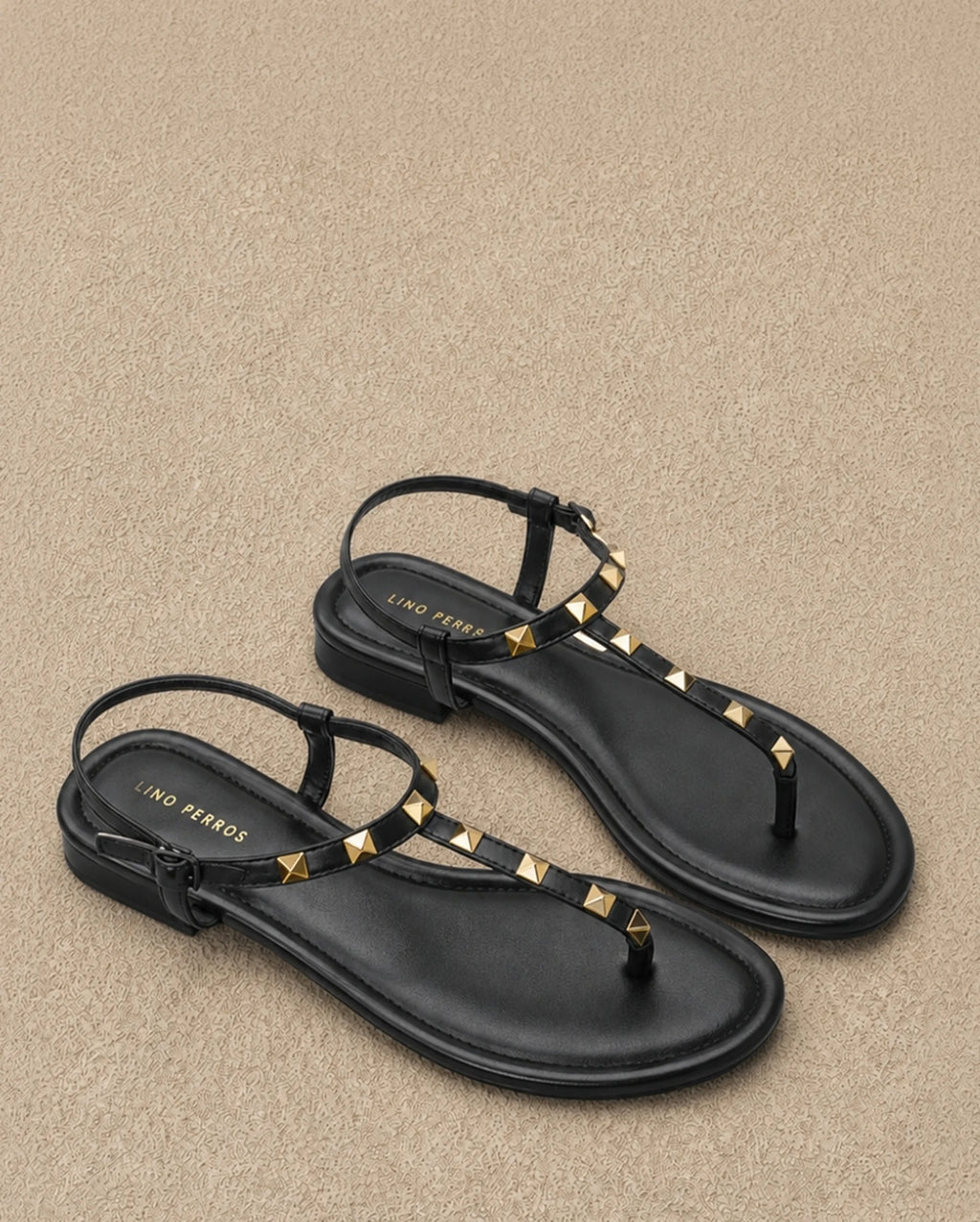 Mary Cultured Rock Studded Black Flats - Lino Perros