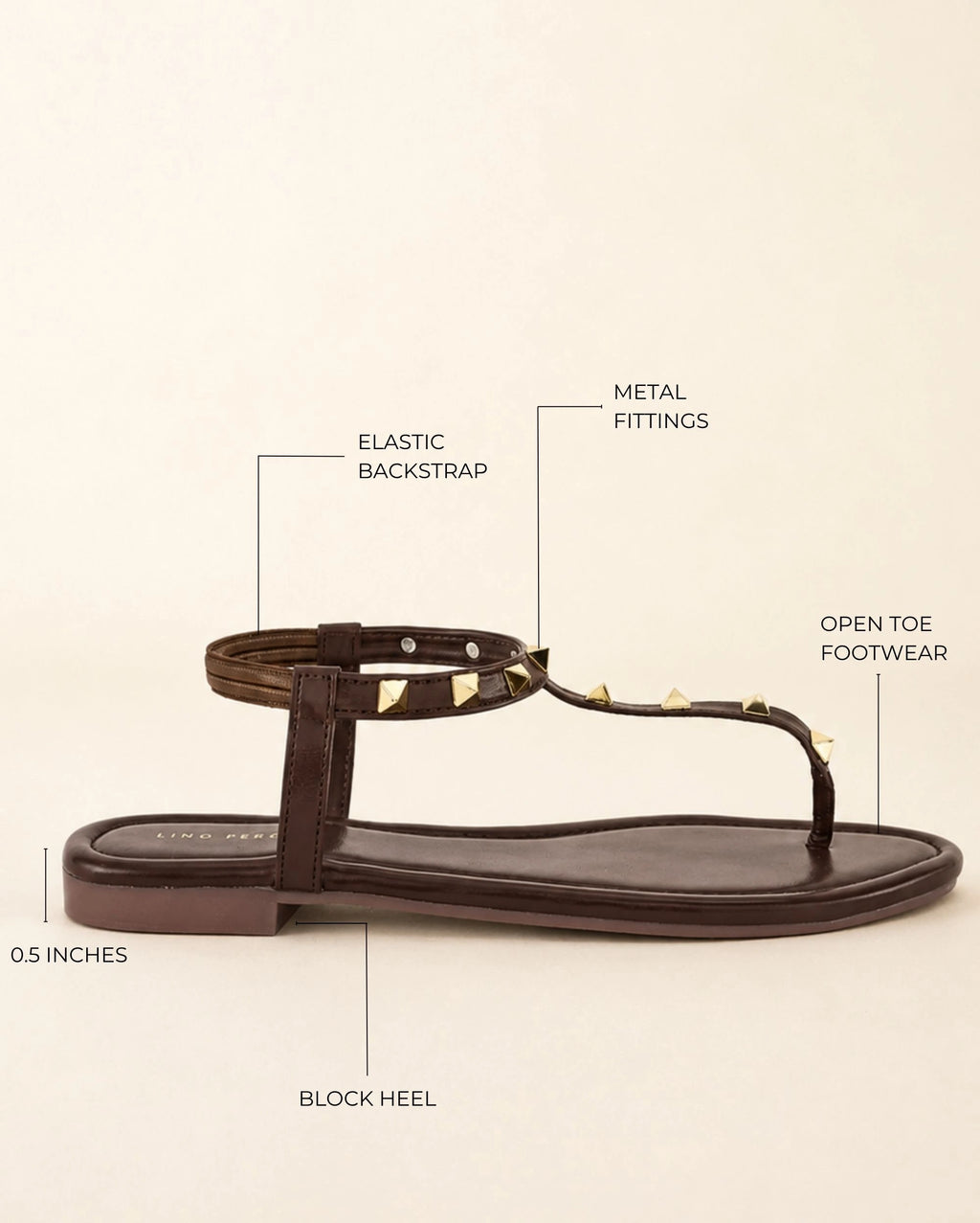 Mary Studded Brown Flats - Lino Perros