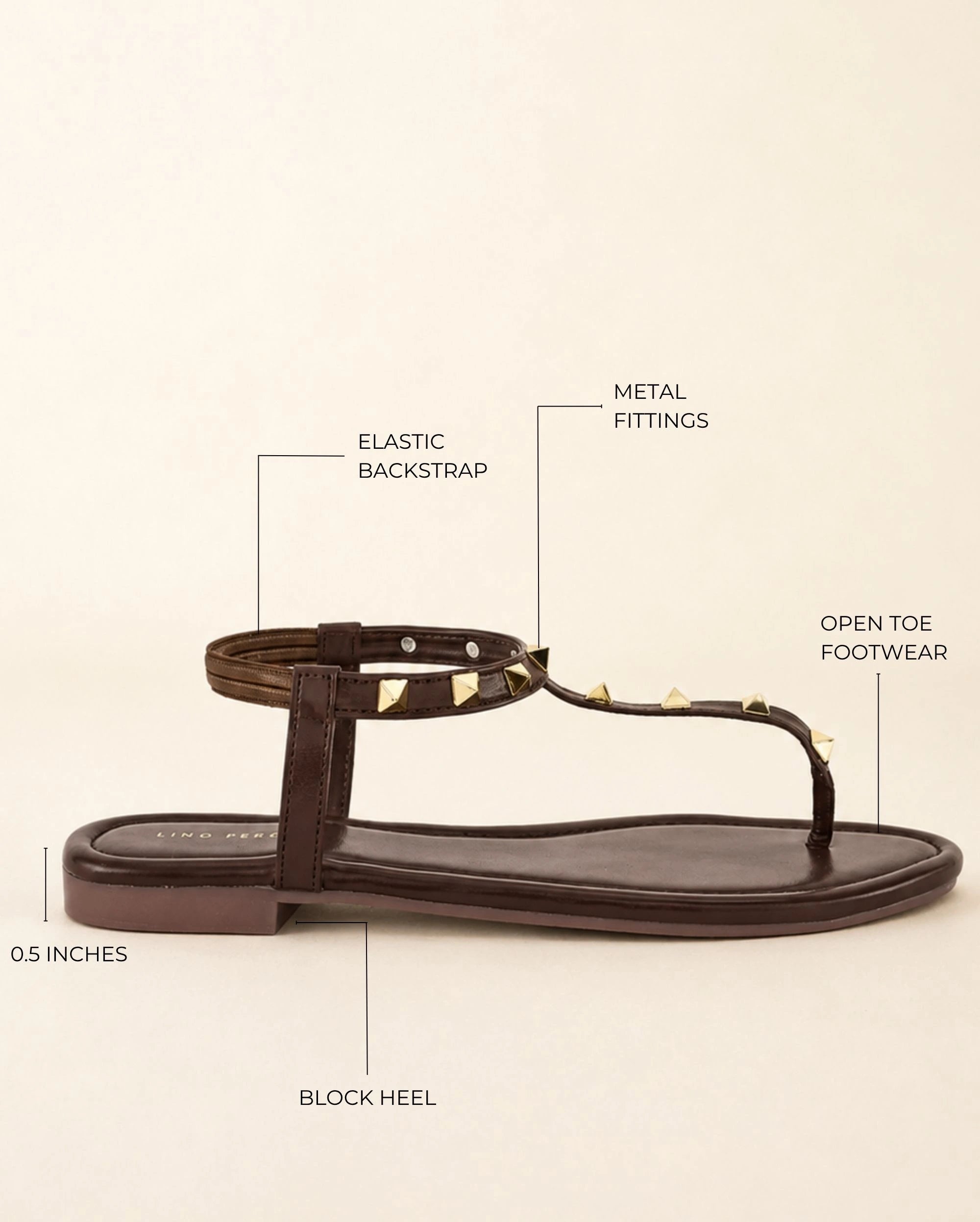 Mary Studded Brown Flats - Lino Perros