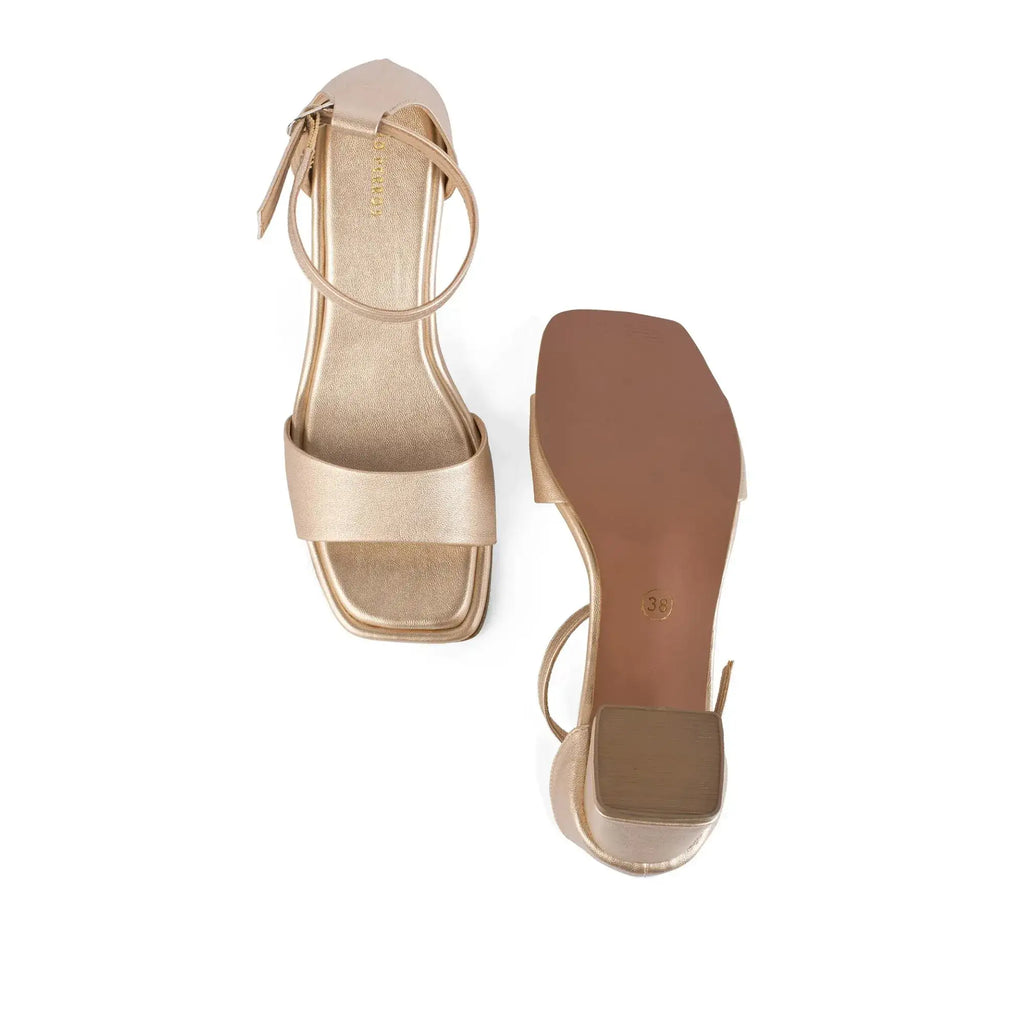Gabbana Backstrap Everyday Block Gold Heels - Lino Perros