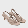 Hepburn Glam Beige Kitten Heels - Lino Perros