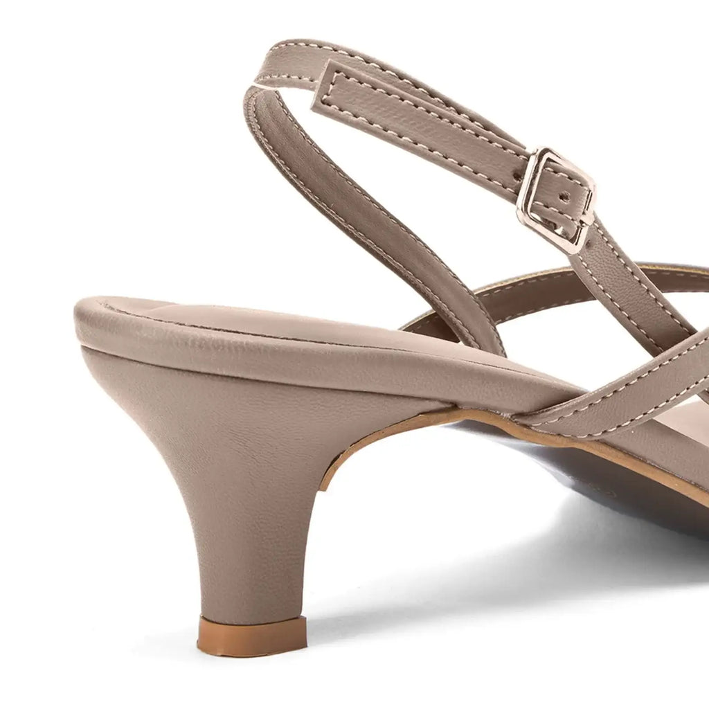 Hepburn Glam Beige Kitten Heels - Lino Perros