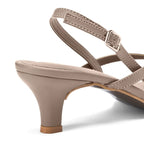 Hepburn Glam Beige Kitten Heels - Lino Perros