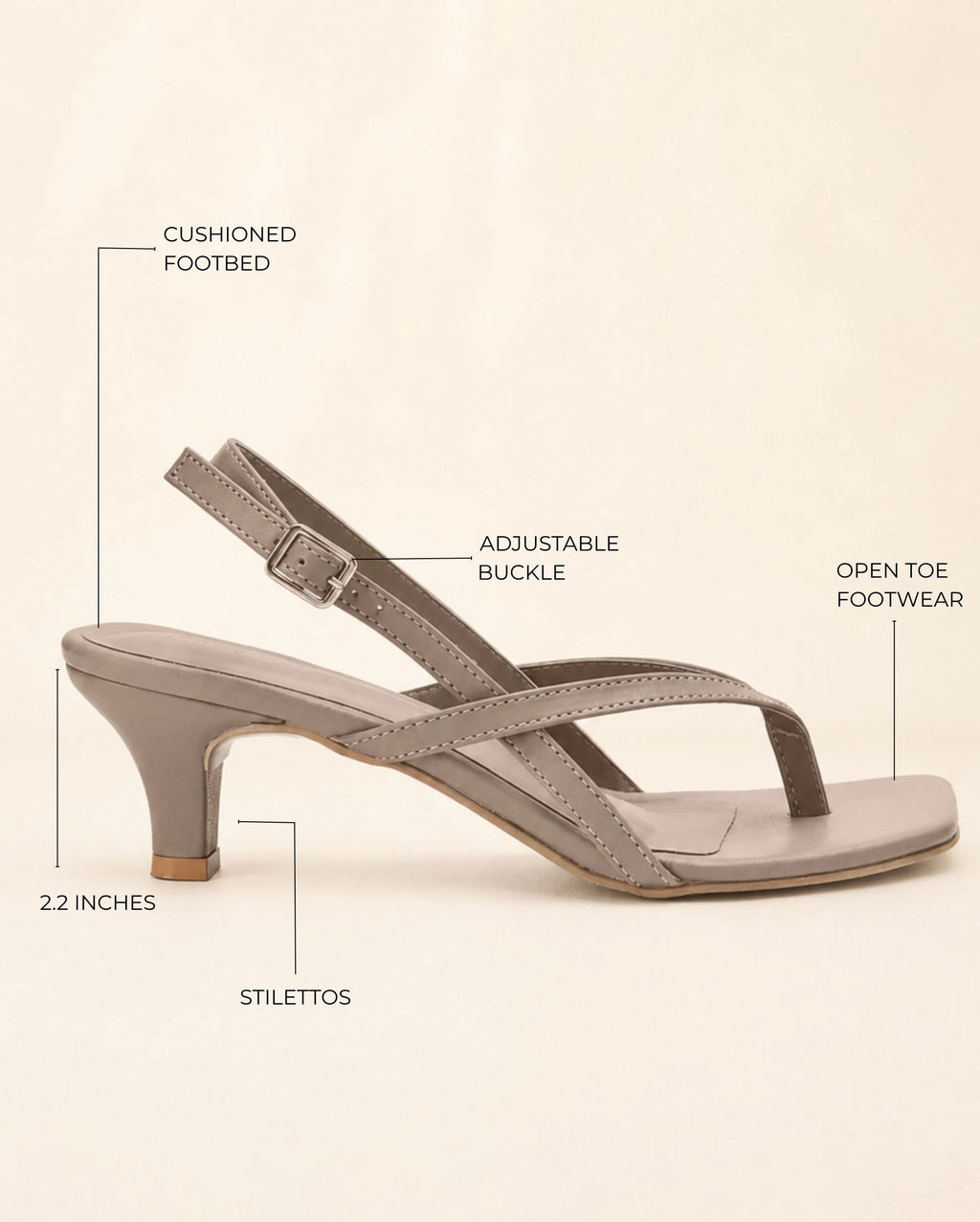 Hepburn Glam Beige Kitten Heels - Lino Perros