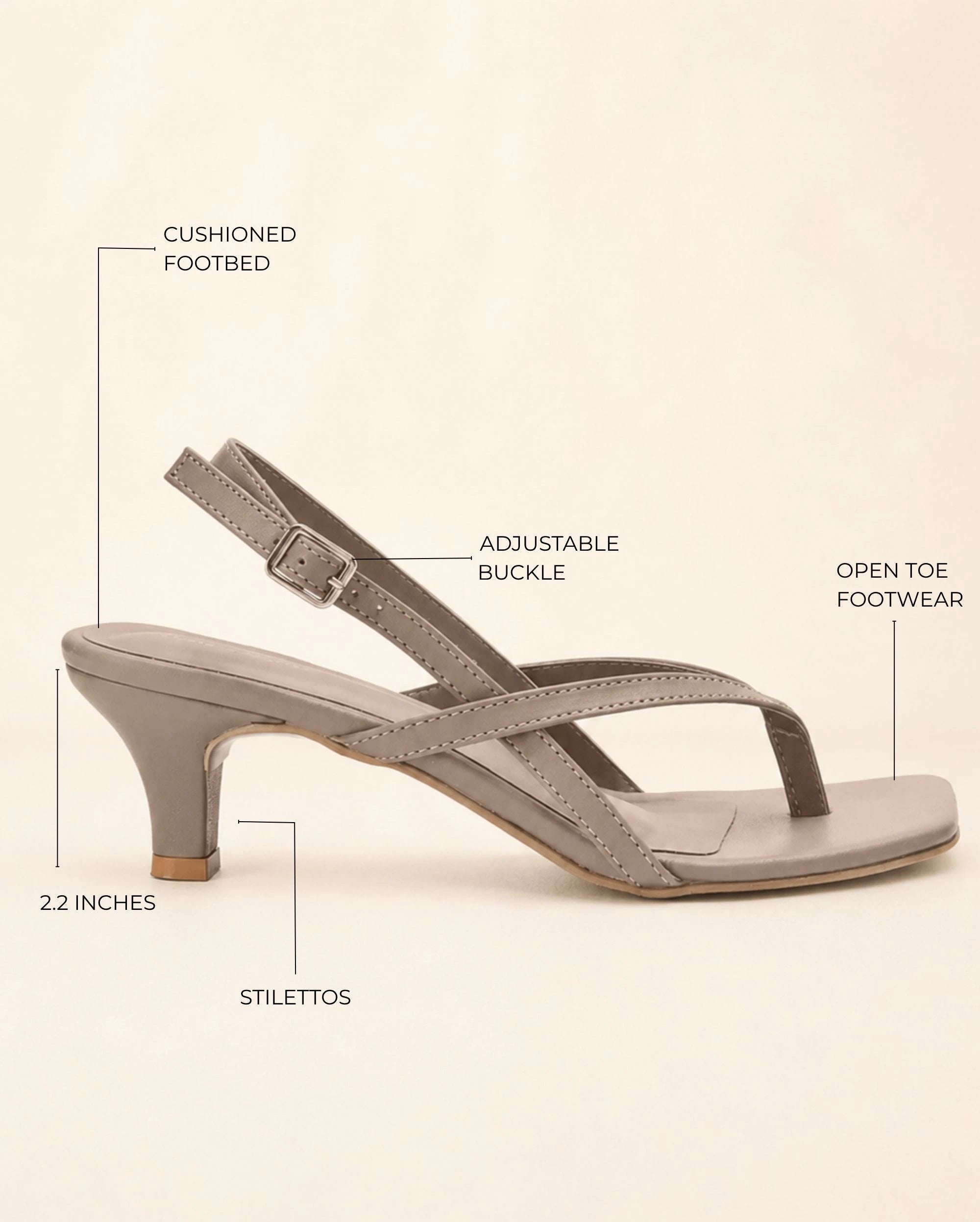 Hepburn Glam Beige Kitten Heels - Lino Perros