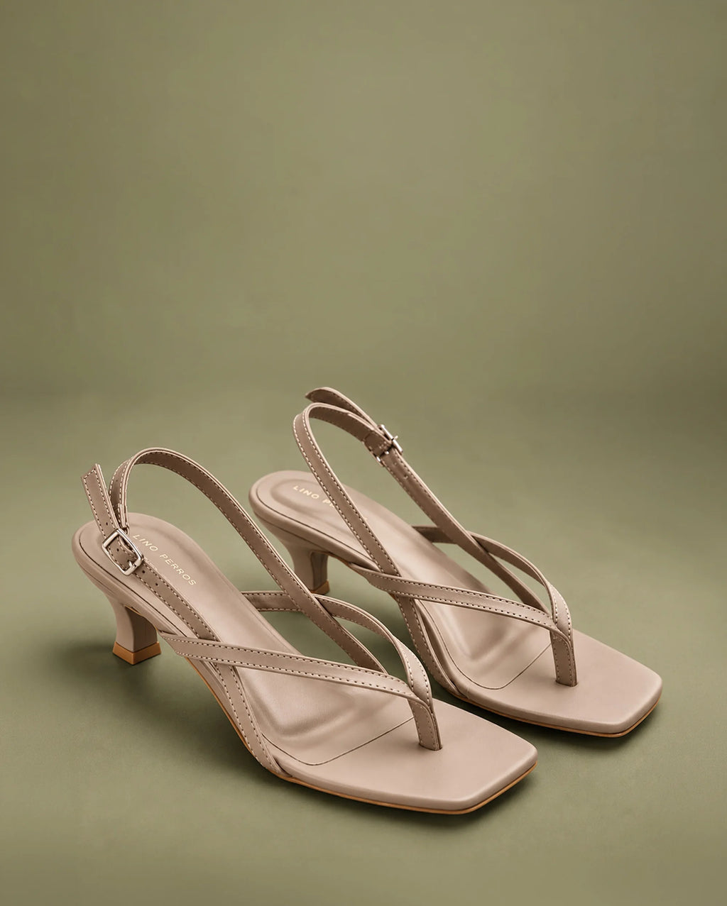 Hepburn Glam Beige Kitten Heels - Lino Perros