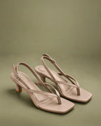 Hepburn Glam Beige Kitten Heels - Lino Perros