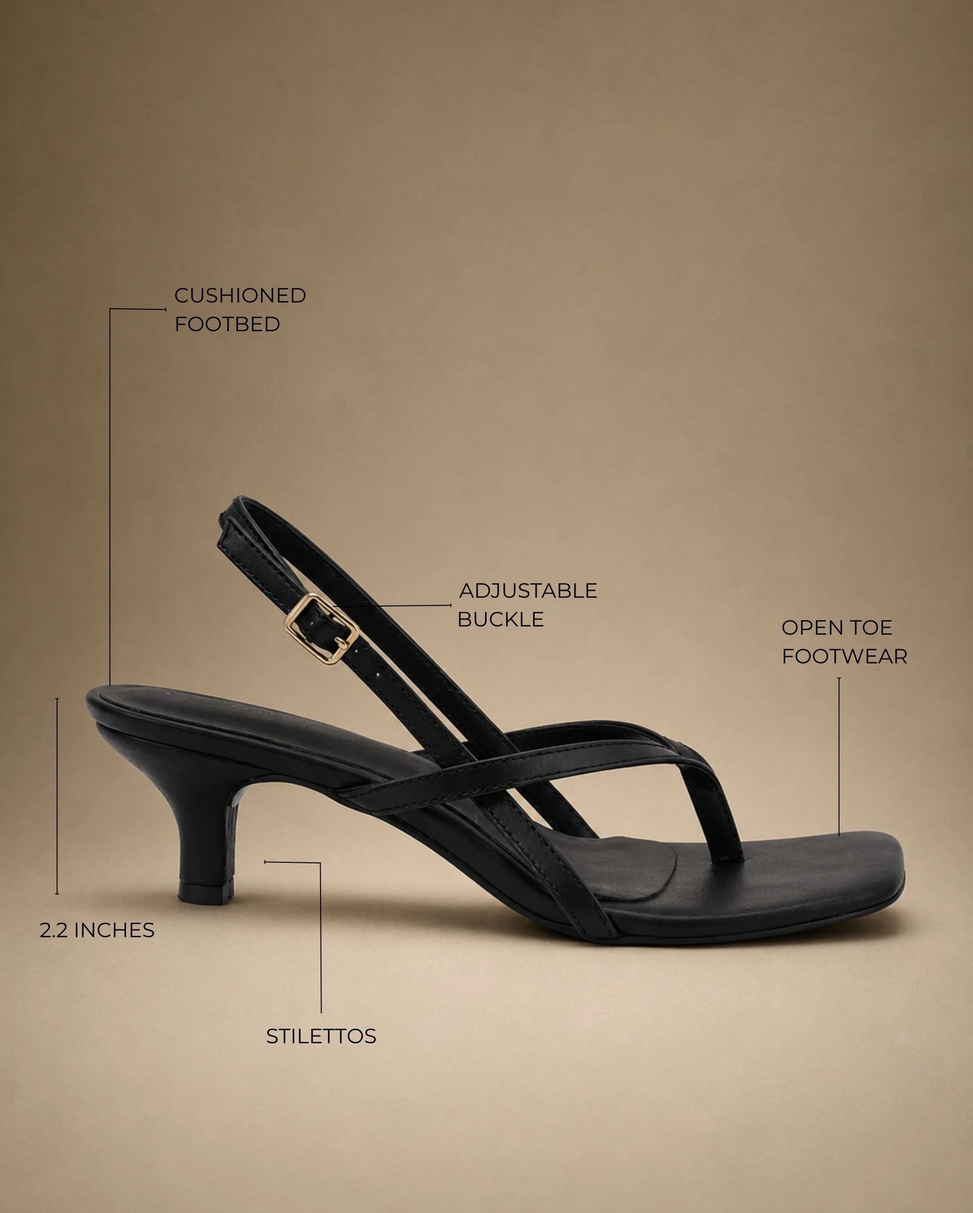 Hepburn Glam Black Kitten Heels - Lino Perros