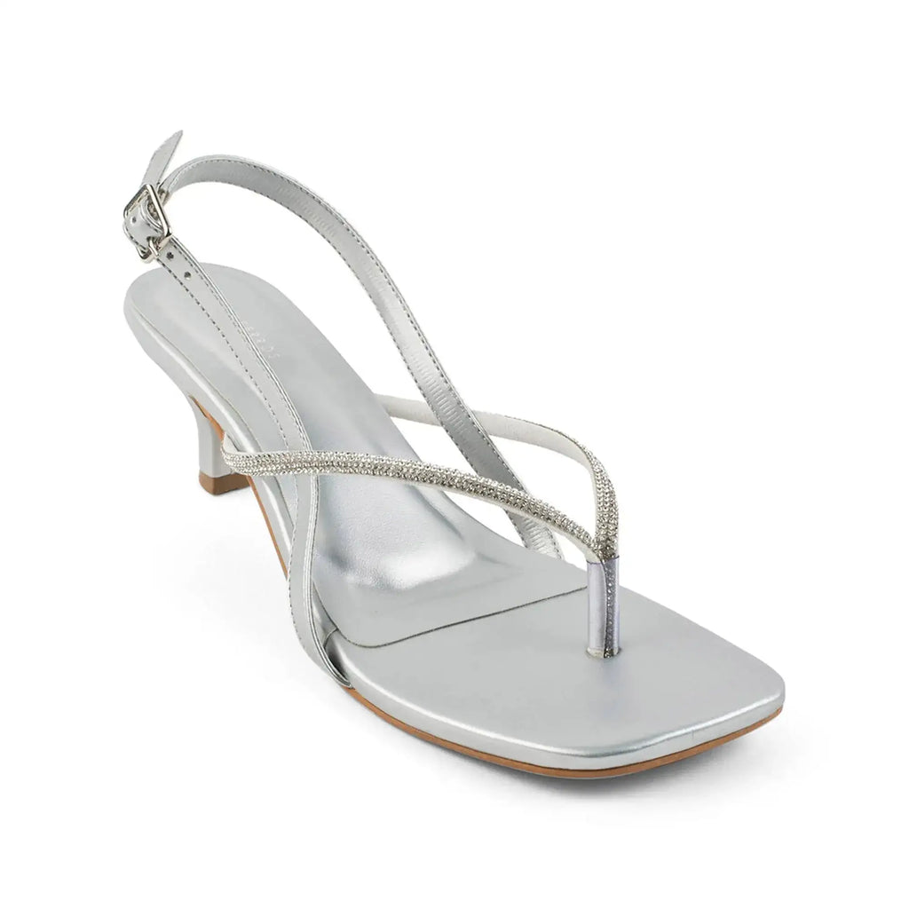Hepburn Glam Silver Kitten Heels - Lino Perros
