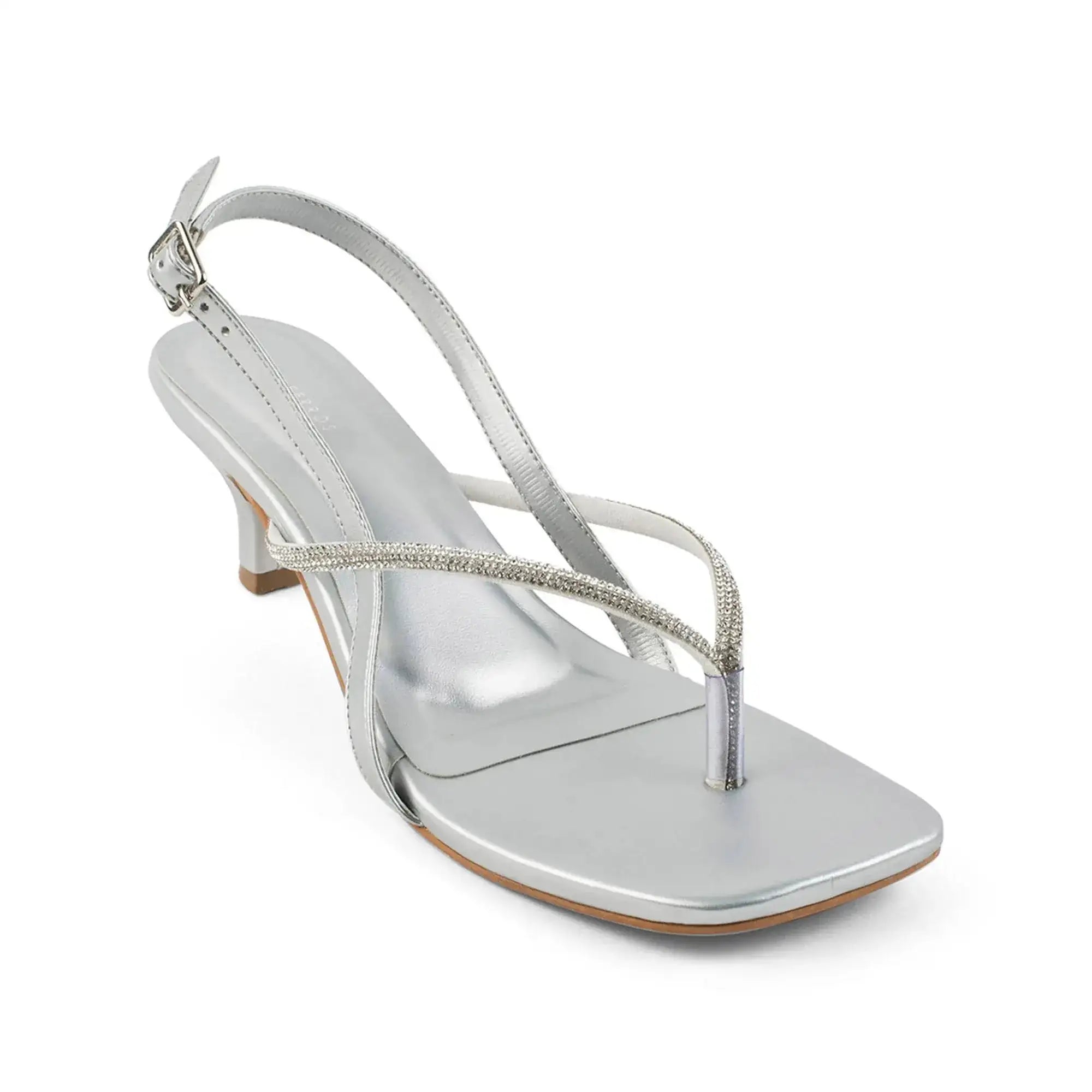 Hepburn Glam Silver Kitten Heels - Lino Perros