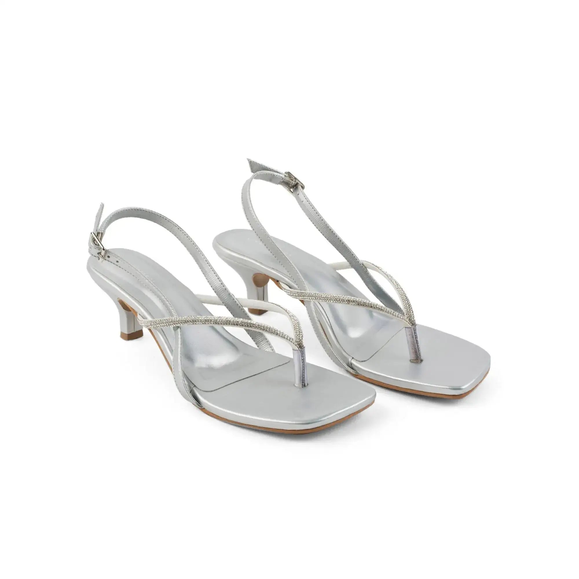 Hepburn Glam Silver Kitten Heels - Lino Perros