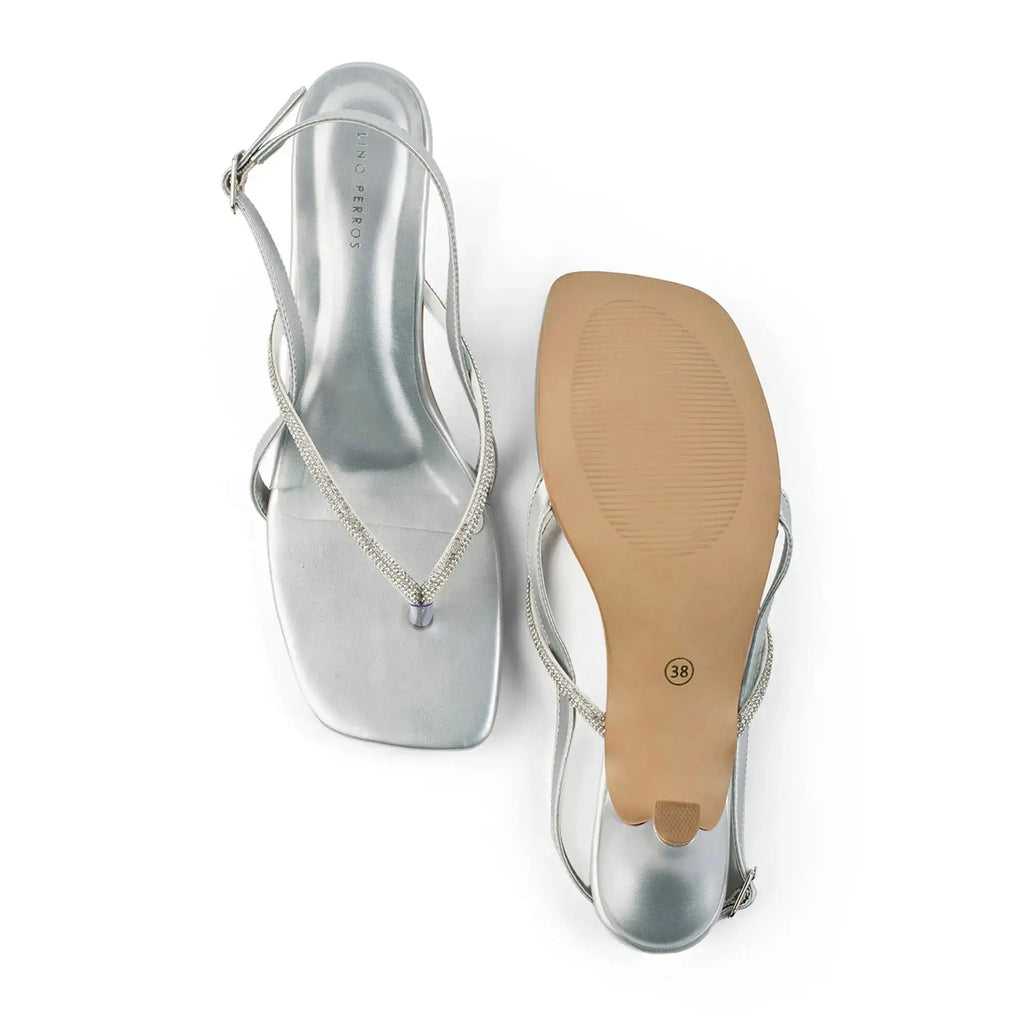 Hepburn Glam Silver Kitten Heels - Lino Perros