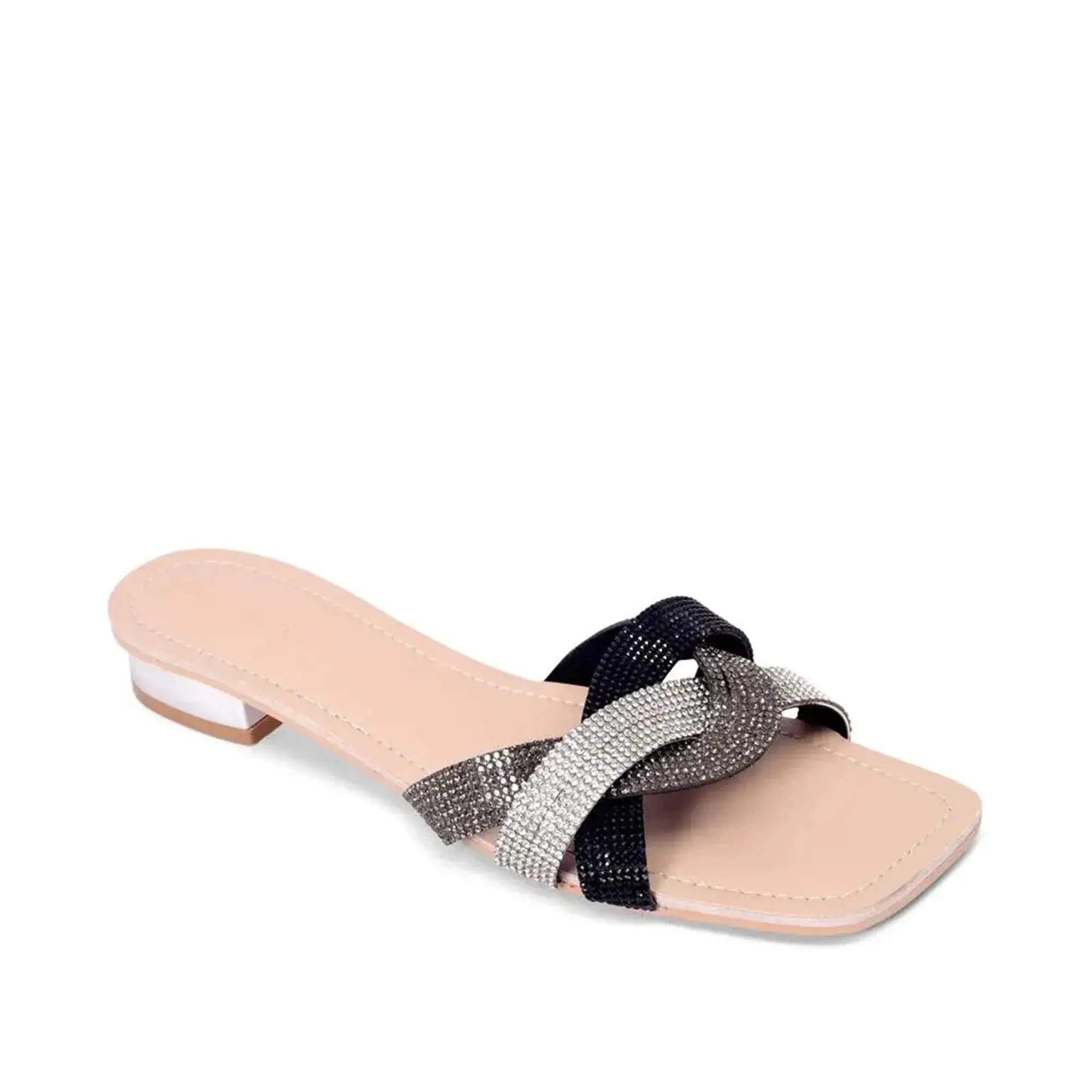 Victoria Trendy Embellished Black Multi Flats - Lino Perros