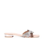 Victoria Trendy Embellished Gold Multi Flats - Lino Perros