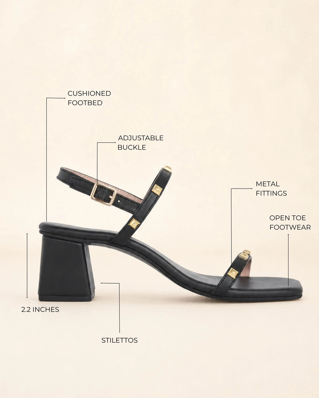 Gabbana Elegance Block Black Heels - Lino Perros