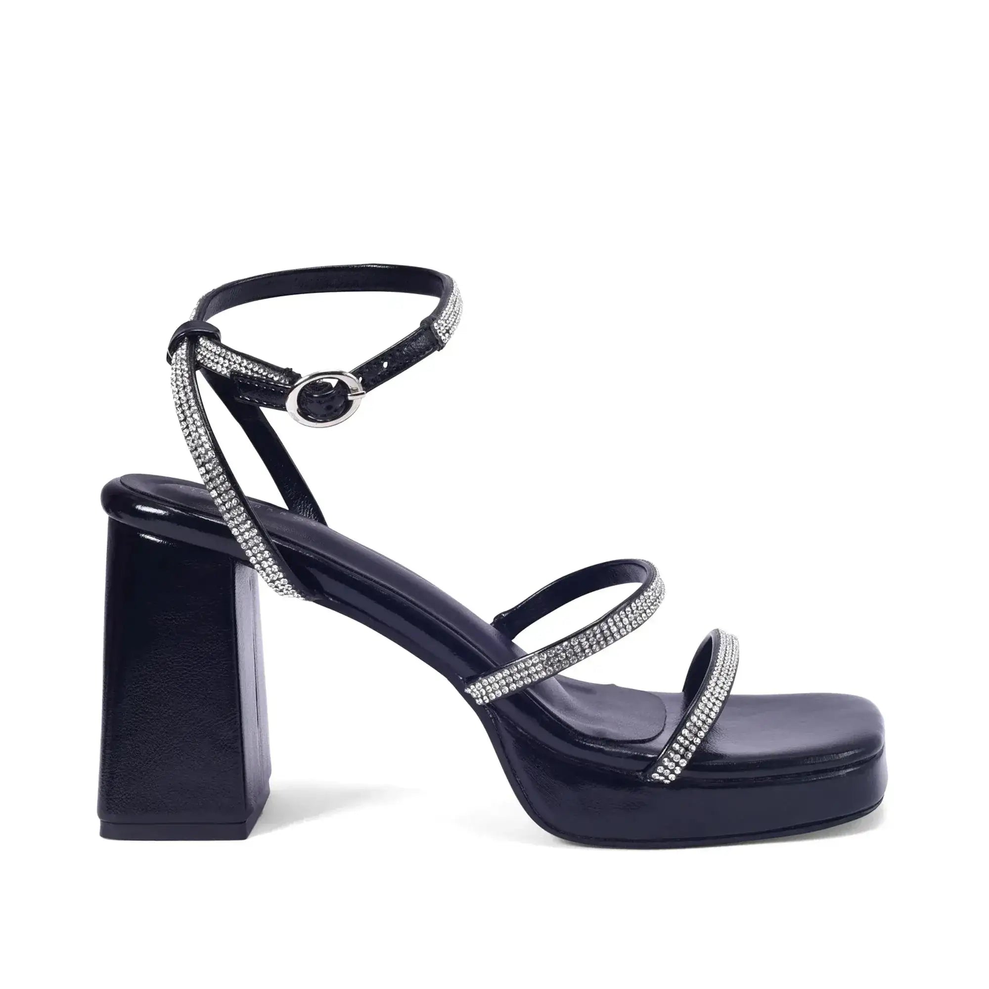 Tiffany High Fashion Platform Black Sandals - Lino Perros