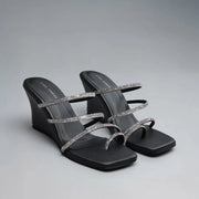 Lopez Glitz Party Silver Wedges