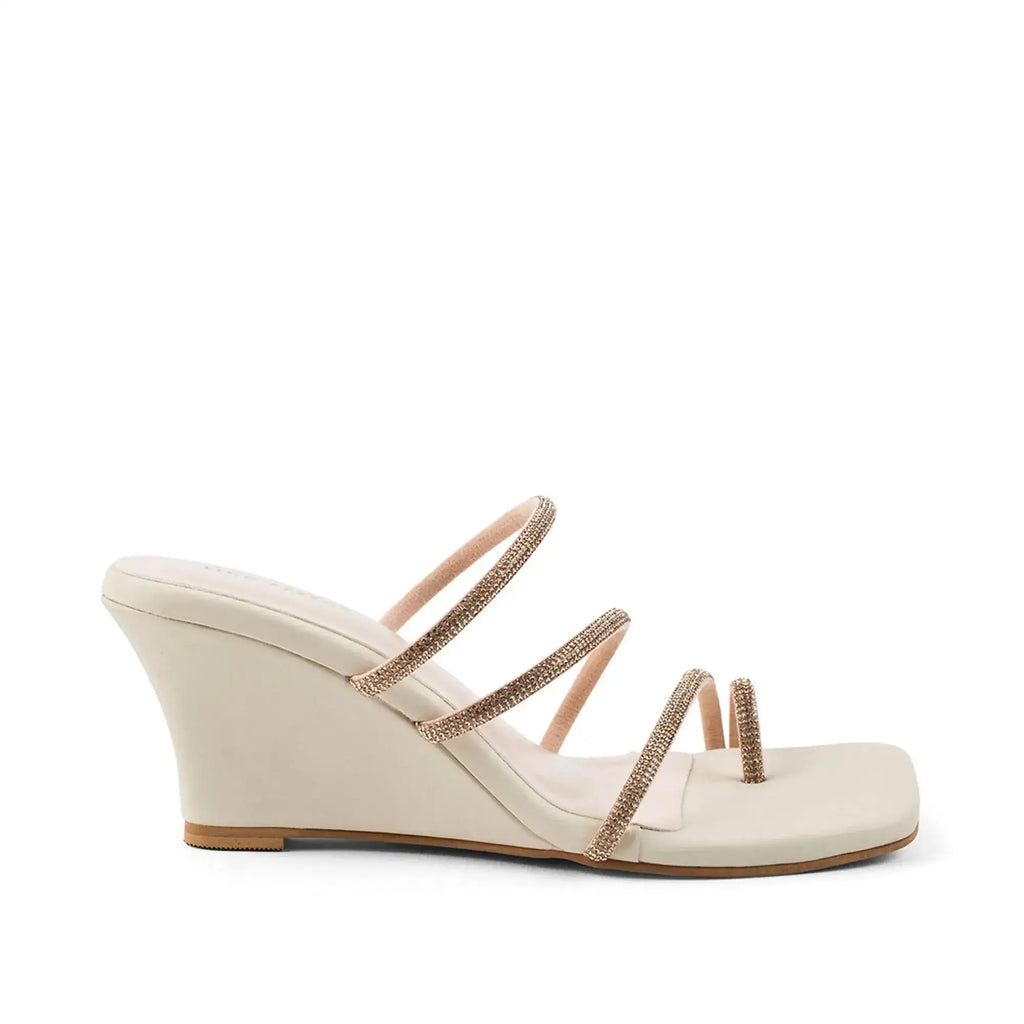 Lopez Glitz Party Beige Wedges - Lino Perros