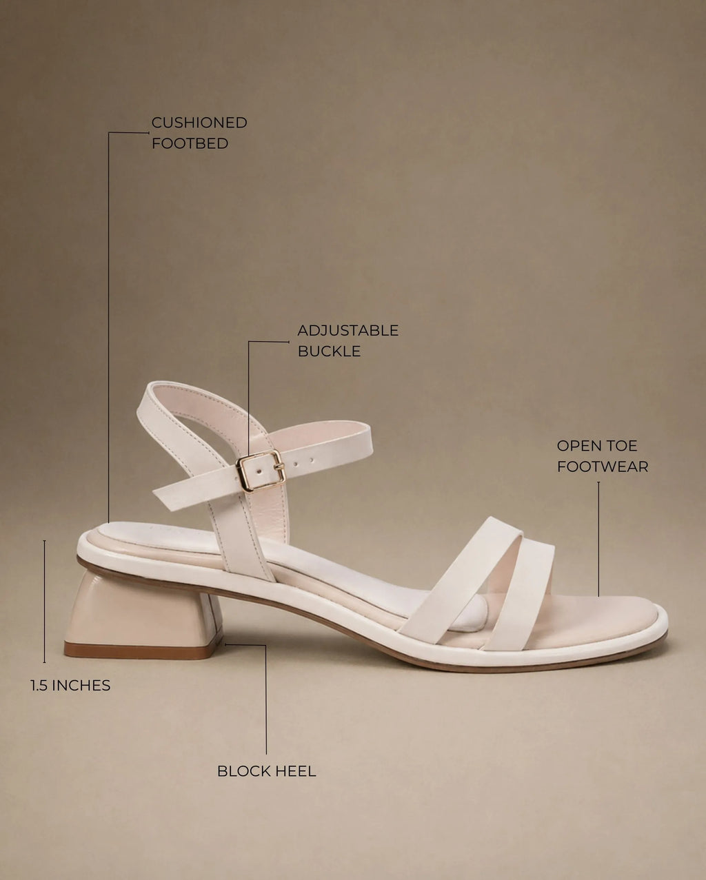 Women Elegant Essence Block Off White Heel - Lino Perros