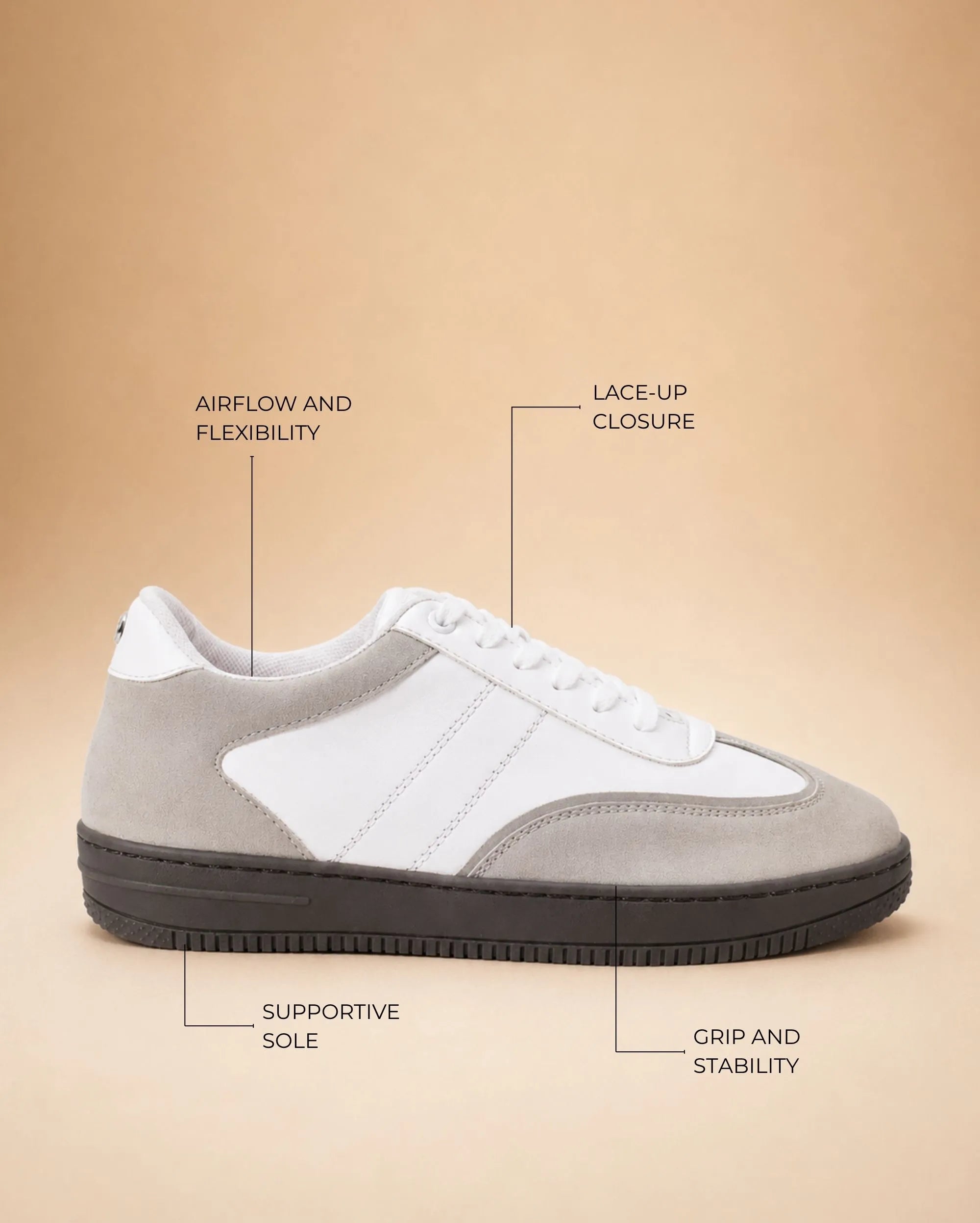 Oasis Dual Color Grey White comfort shoes - Lino Perros