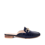 Ava Croco-Textured Chain Link Black Flats