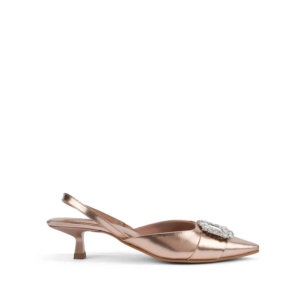 Gaga Crystal Broach Slingback Heels - Lino Perros