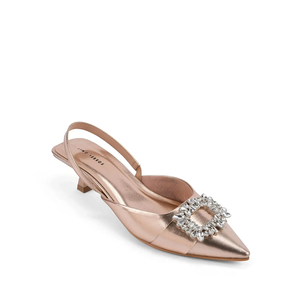 Gaga Crystal Broach Slingback Heels - Lino Perros