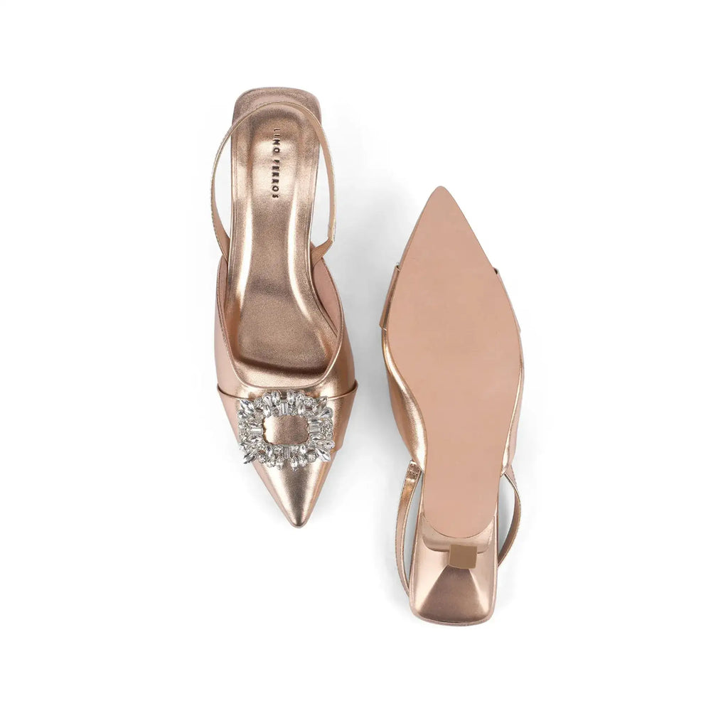 Gaga Crystal Broach Slingback Heels - Lino Perros
