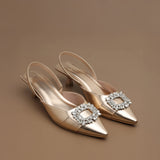 Gaga Crystal Broach Slingback Heels