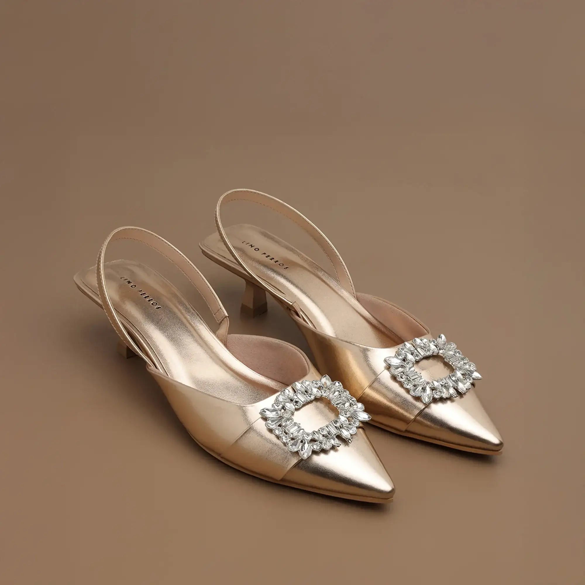 Gaga Crystal Broach Slingback Heels - Lino Perros
