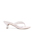 Hepburn Beaded Kitten Off White Heel Sandal - Lino Perros