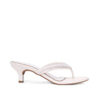 Hepburn Beaded Kitten Off White Heel Sandal - Lino Perros