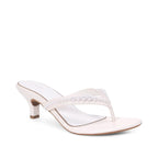 Hepburn Beaded Kitten Off White Heel Sandal - Lino Perros