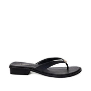Mary Open-Toe Black Flat Slides