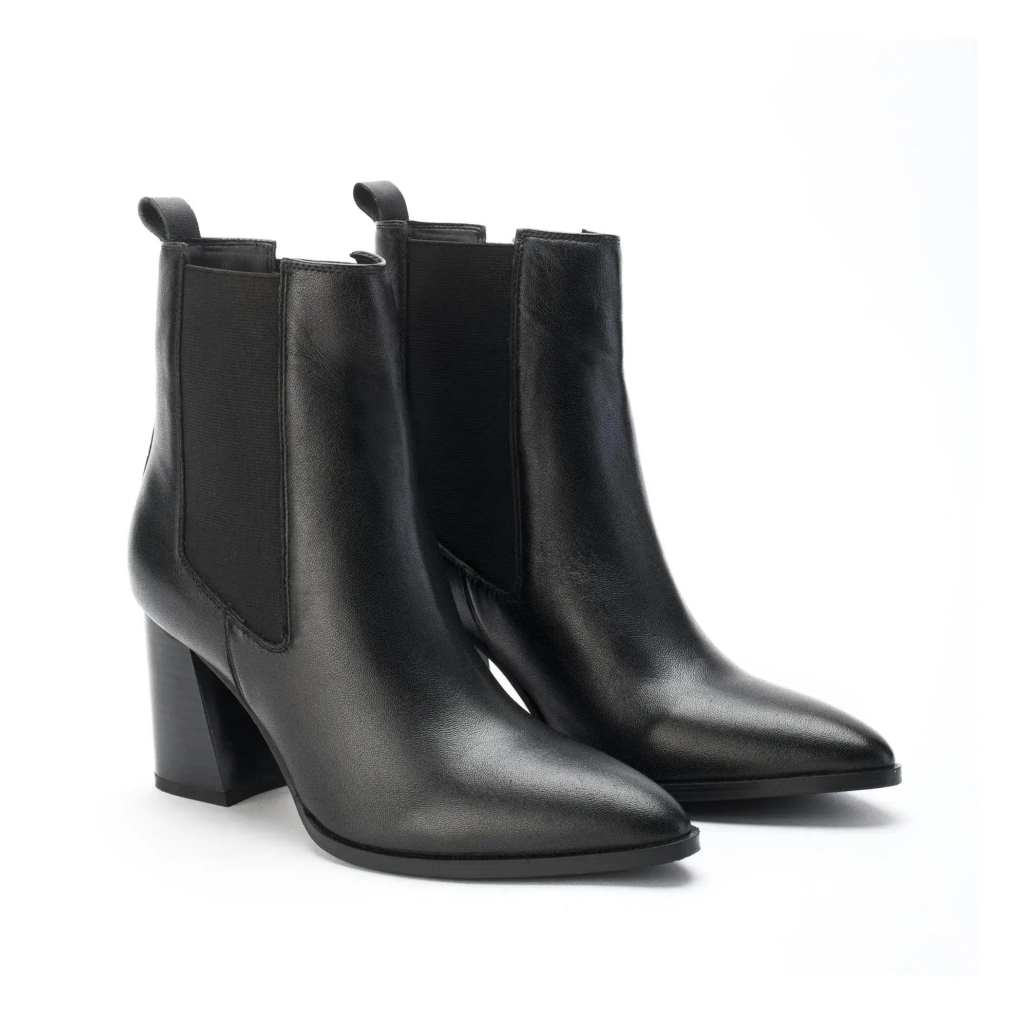 Ava Leather Chelsea Black Boots - Lino Perros