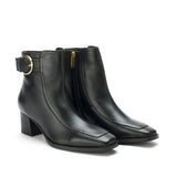 Ava Ankle-Length Black Boots with Buckle