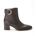 Ava Leather Ankle-Length Brown Boots with Buckle - Lino Perros