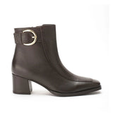 Ava Leather Ankle-Length Brown Boots with Buckle