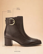 Ava Leather Ankle-Length Brown Boots with Buckle - Lino Perros