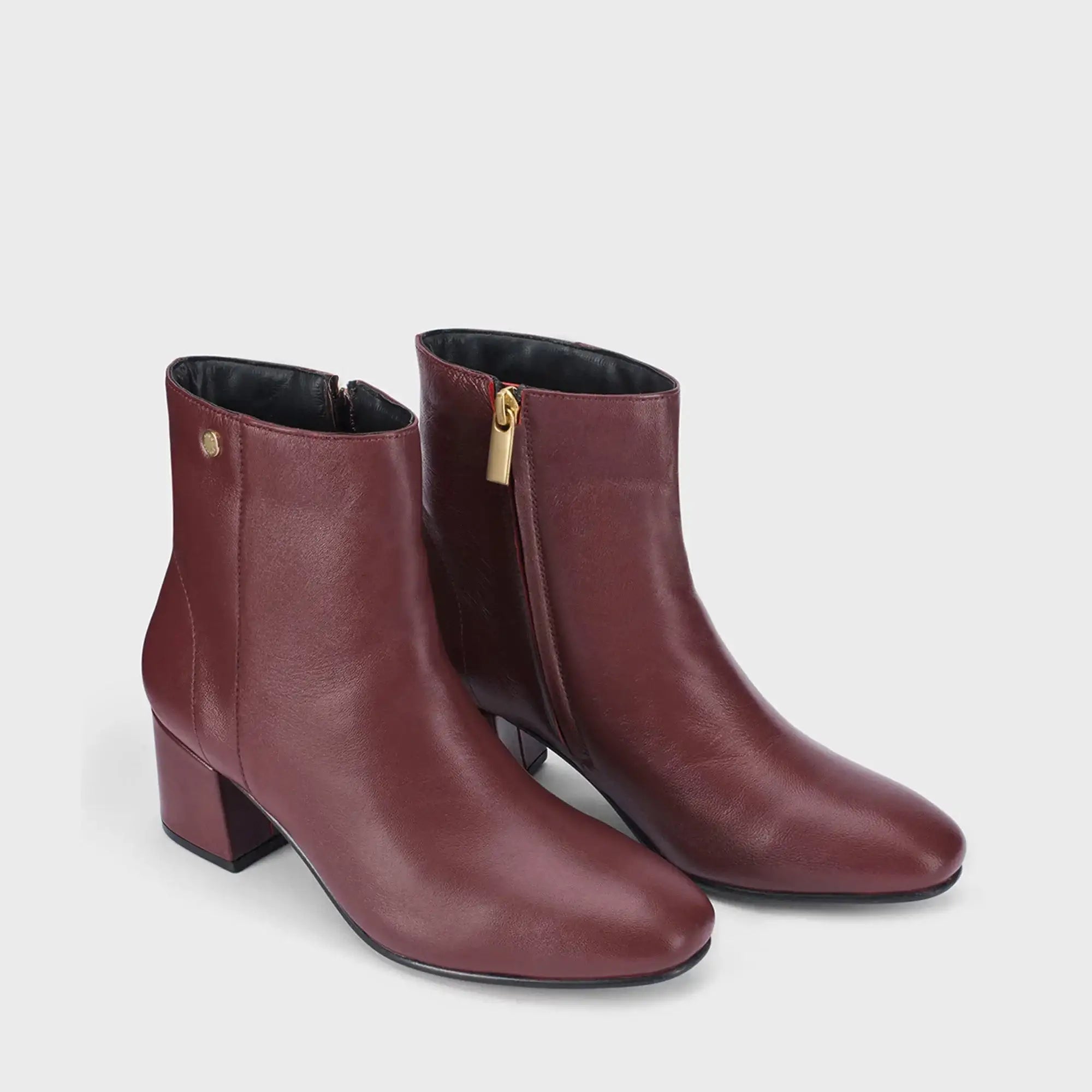 Ava Leather Ankle-Length Cherry Boots - Lino Perros