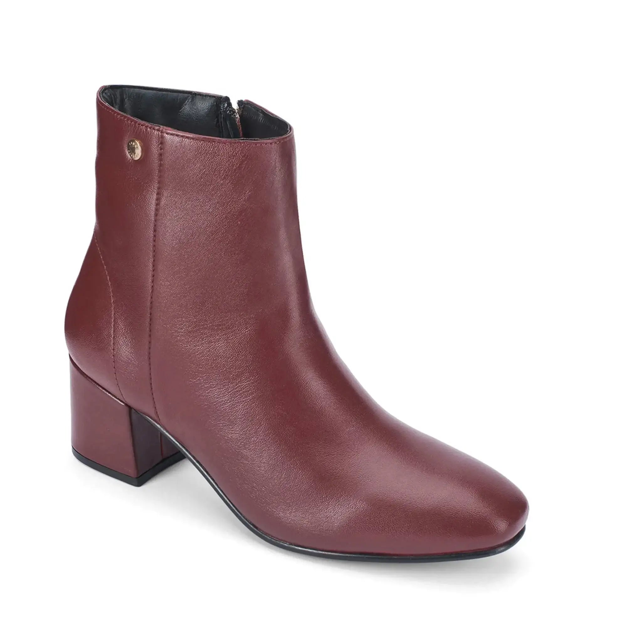 Ava Leather Ankle-Length Cherry Boots - Lino Perros